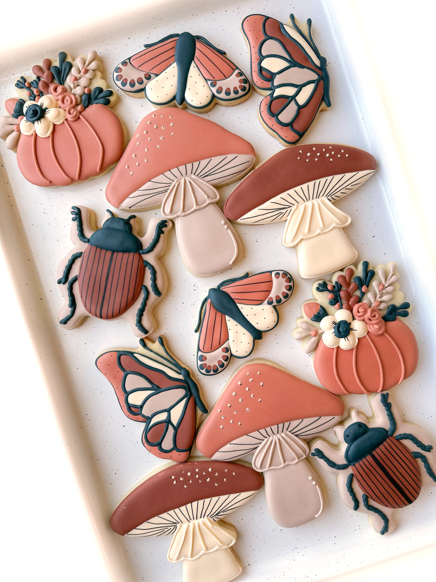 mushrooms, butterfly, moth, pumpkins, creepy crawly, slug, tarantula, toadstools, snake, halloween cookies, beetle