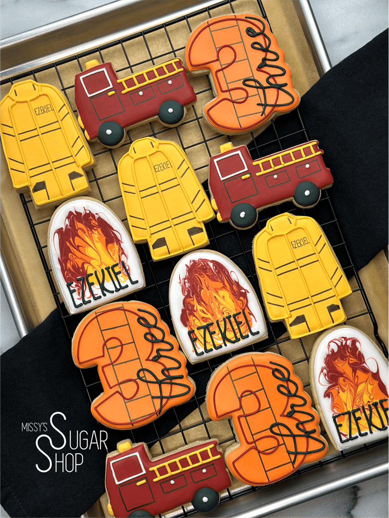 Firetruck Birthday (1 dozen) Decorated Cookies
