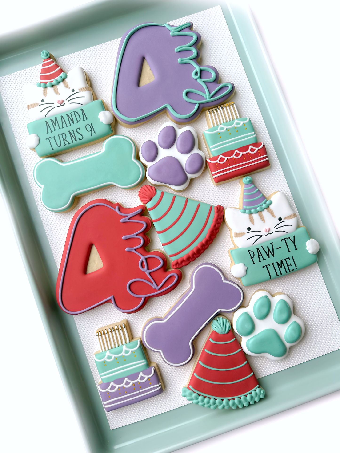 happy birthday pawty, cats, birthday cake, and puppies