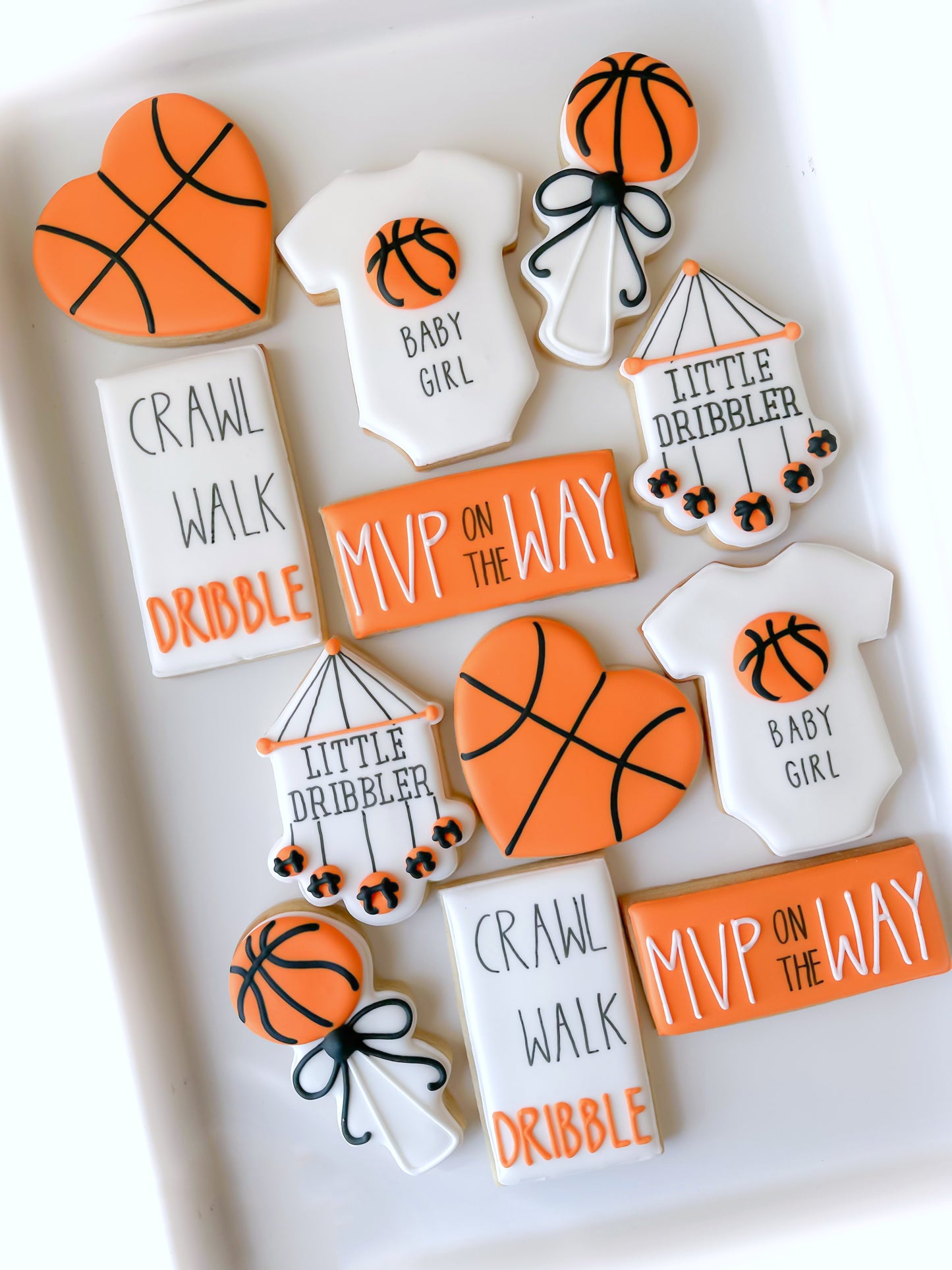 basketball, onesie, little dribbler, crib mobile, rattle, mvp, nba finals decorated cookies baby shower basketball cookies