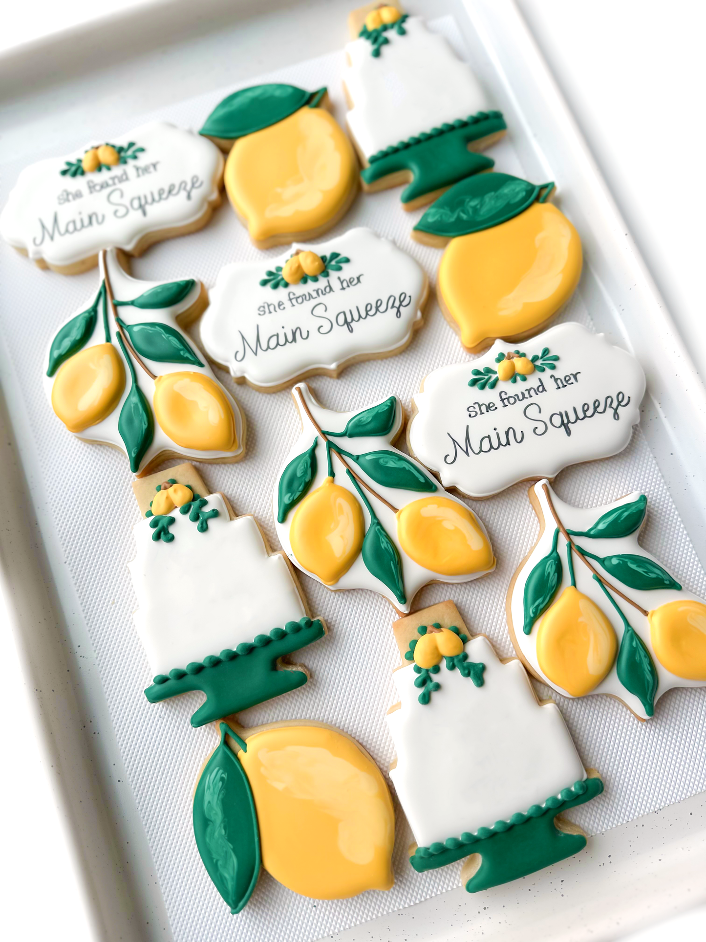 she found her main squeeze, lemon branch, lemon cake, lemon engagement cookies, wedding cookies