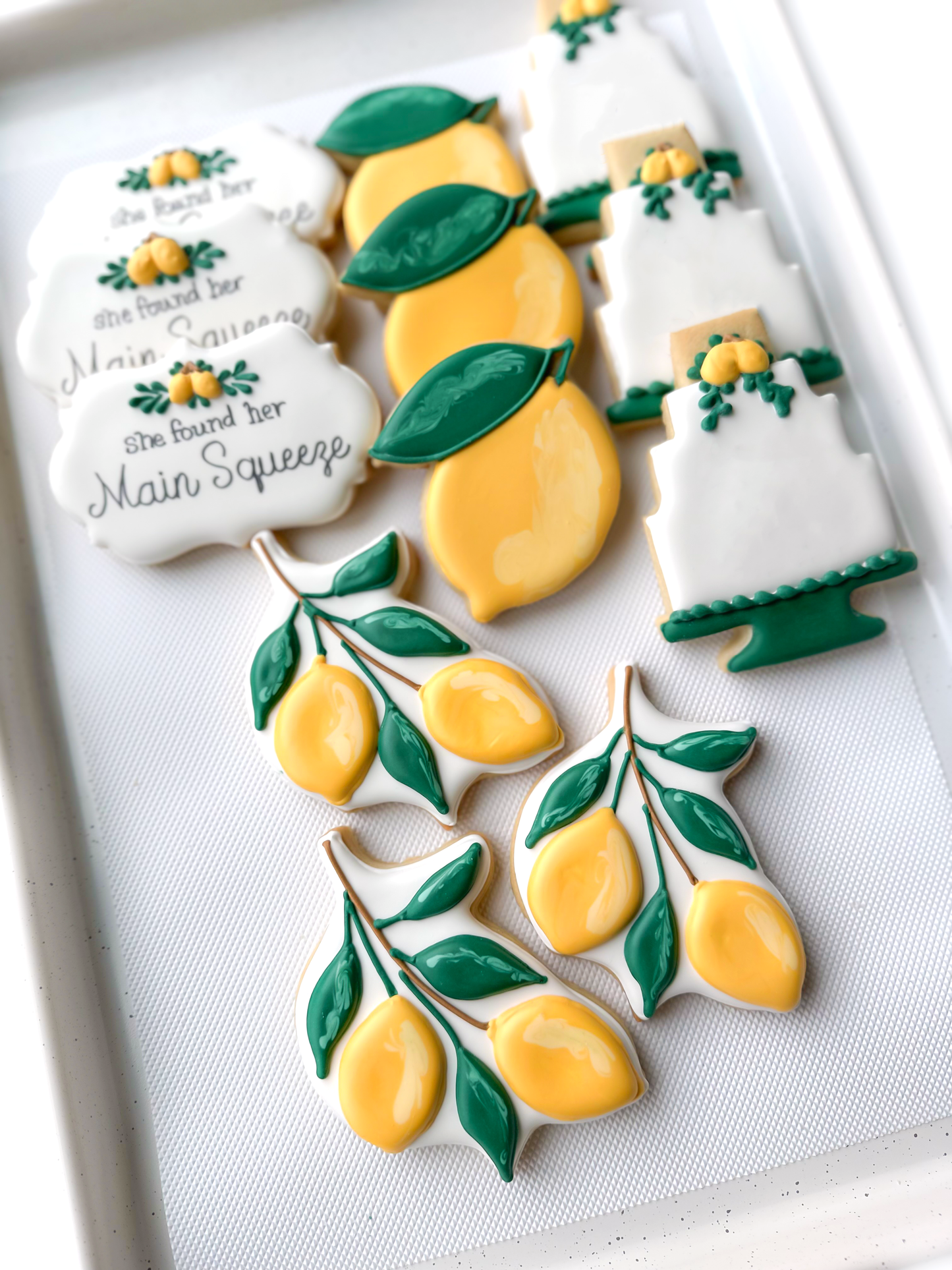 she found her main squeeze, lemon branch, lemon cake, lemon engagement cookies, wedding cookies