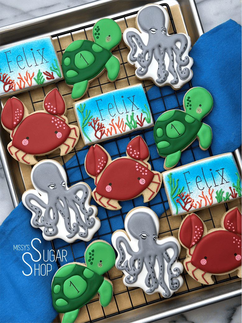Under the Sea Birthday (1 dozen) Decorated Cookies