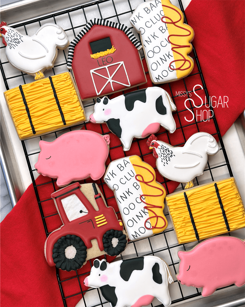 Farm Animal Barnyard Birthday (1 dozen) Decorated Cookies