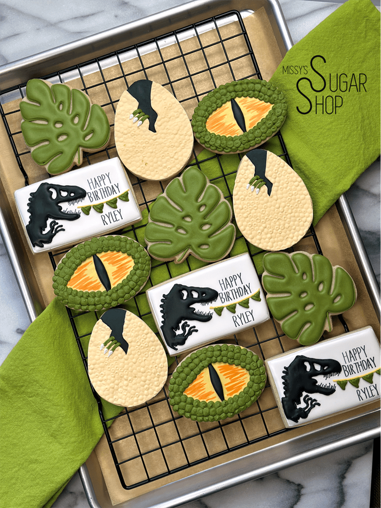 Dinosaur World Birthday (1 dozen) Decorated Cookies
