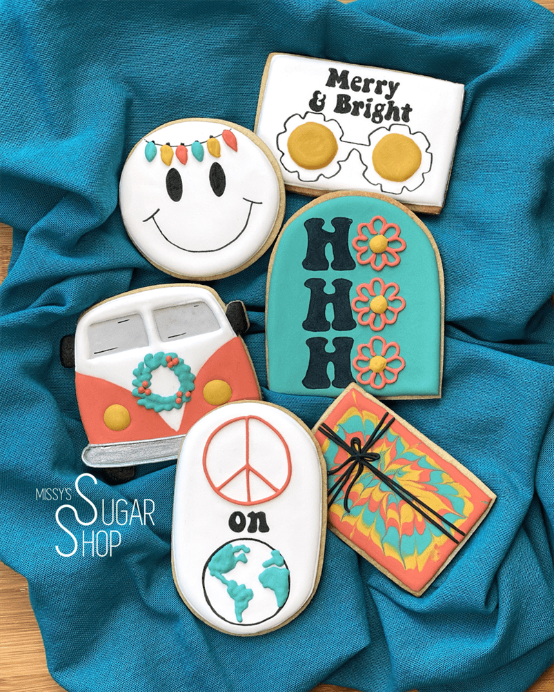Groovy Holiday (1 dozen) Decorated Cookies