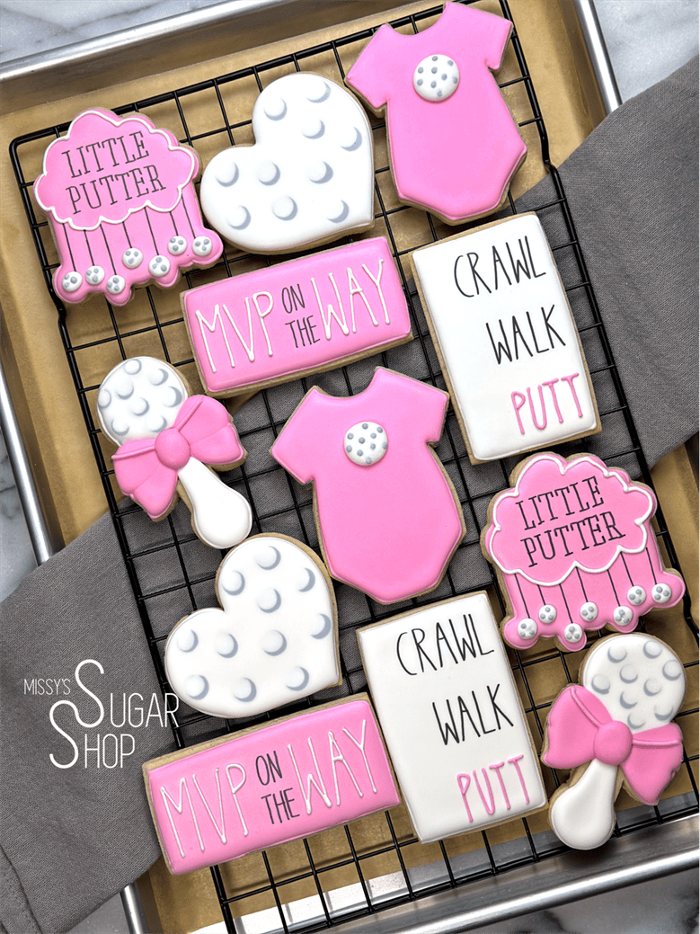 Little Putter Golf Baby Shower (1 dozen) Decorated Cookies