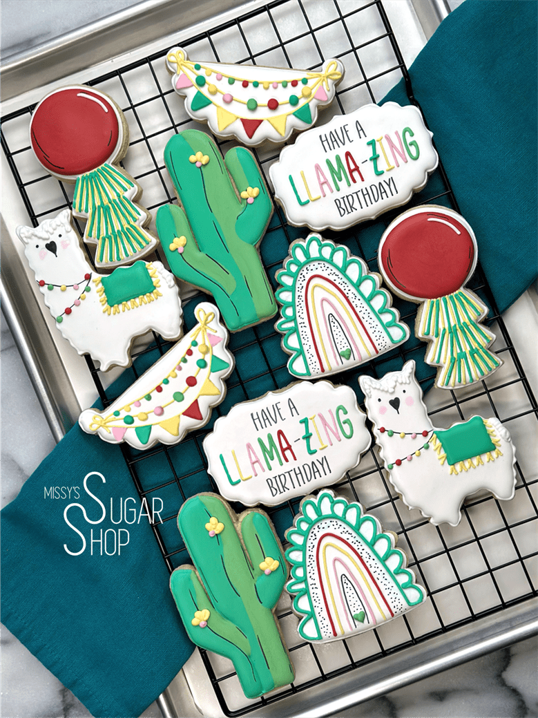Have a Llama-Zing Birthday (1 dozen) Decorated Cookies
