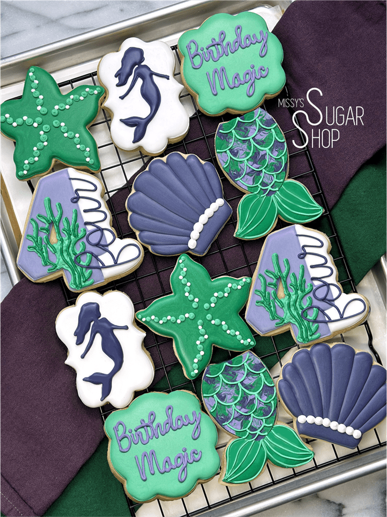 Mermaid Birthday Magic (1 dozen) Decorated Cookies