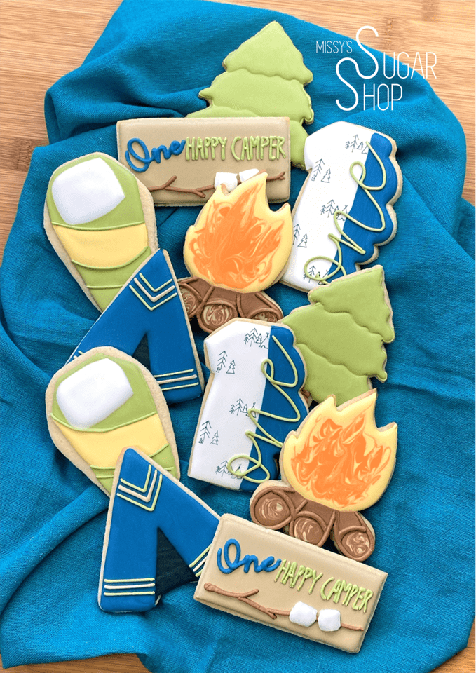 One Happy Camper First Birthday (1 dozen) Decorated Cookies