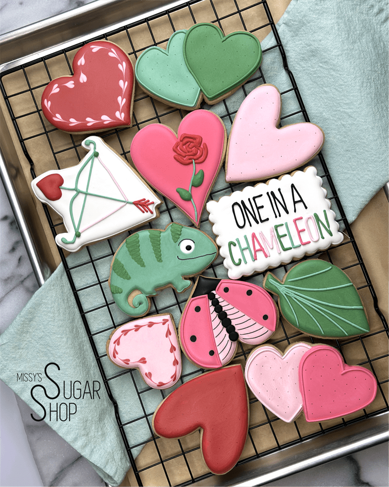 One in a Chameleon Valentine's (1 dozen) Decorated Cookies