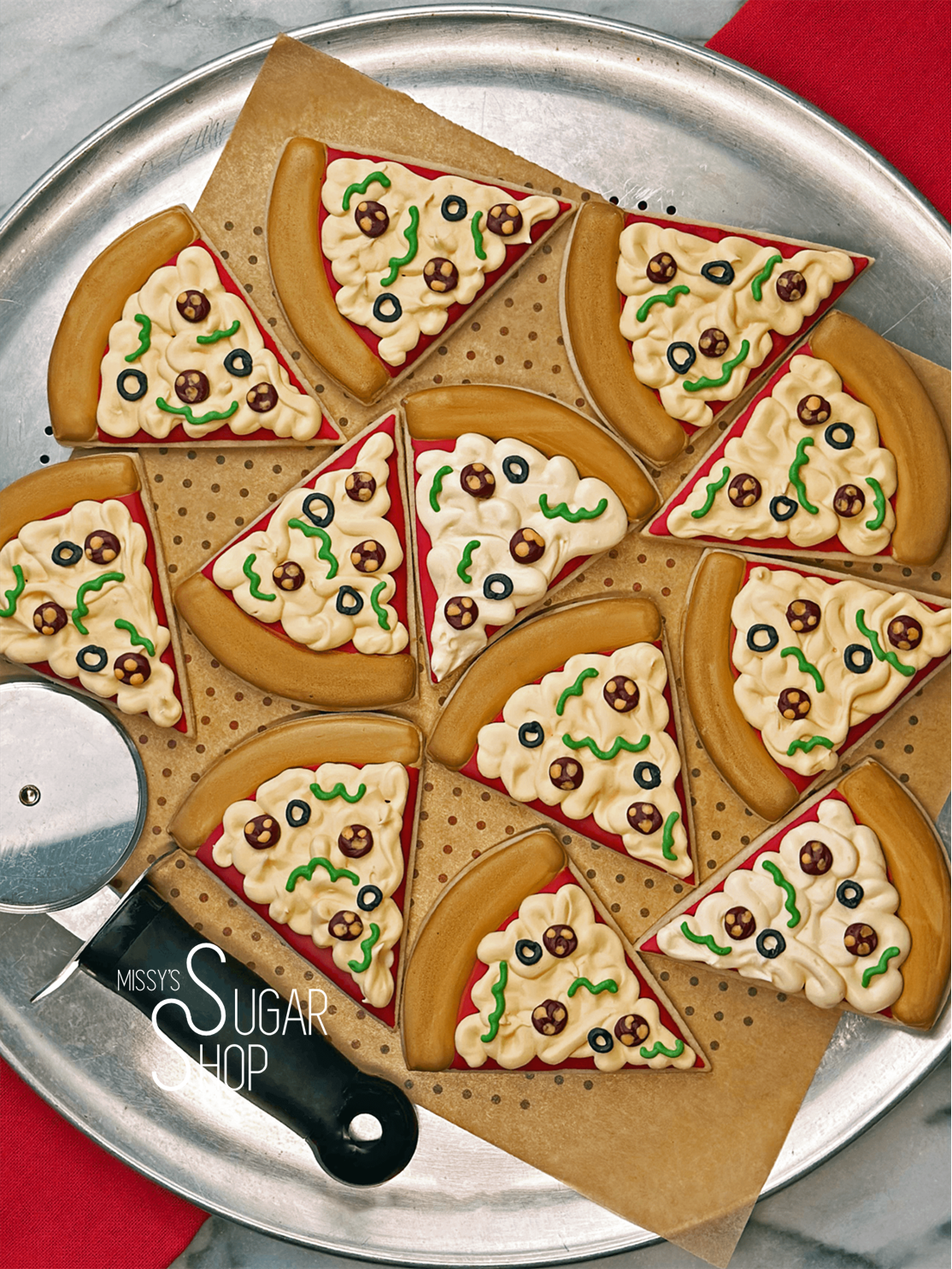 friday night pizza, pizza party cookies, pizza cookies