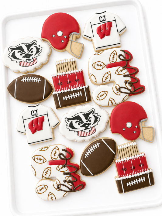 university of wisconsin bucky badgers football baksetball  birthday cookies