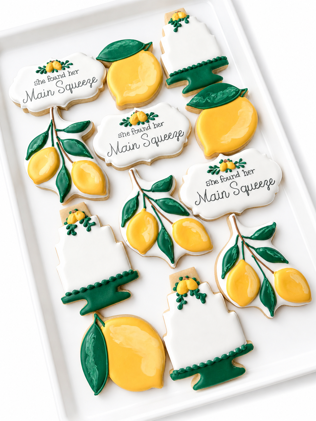 she found her main squeeze, lemon branch, lemon cake, lemon engagement cookies, wedding cookies