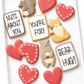 nuts about you, you're foxy, bear hug, heart cookies, fox, bear, squirrel, valentine cookies
