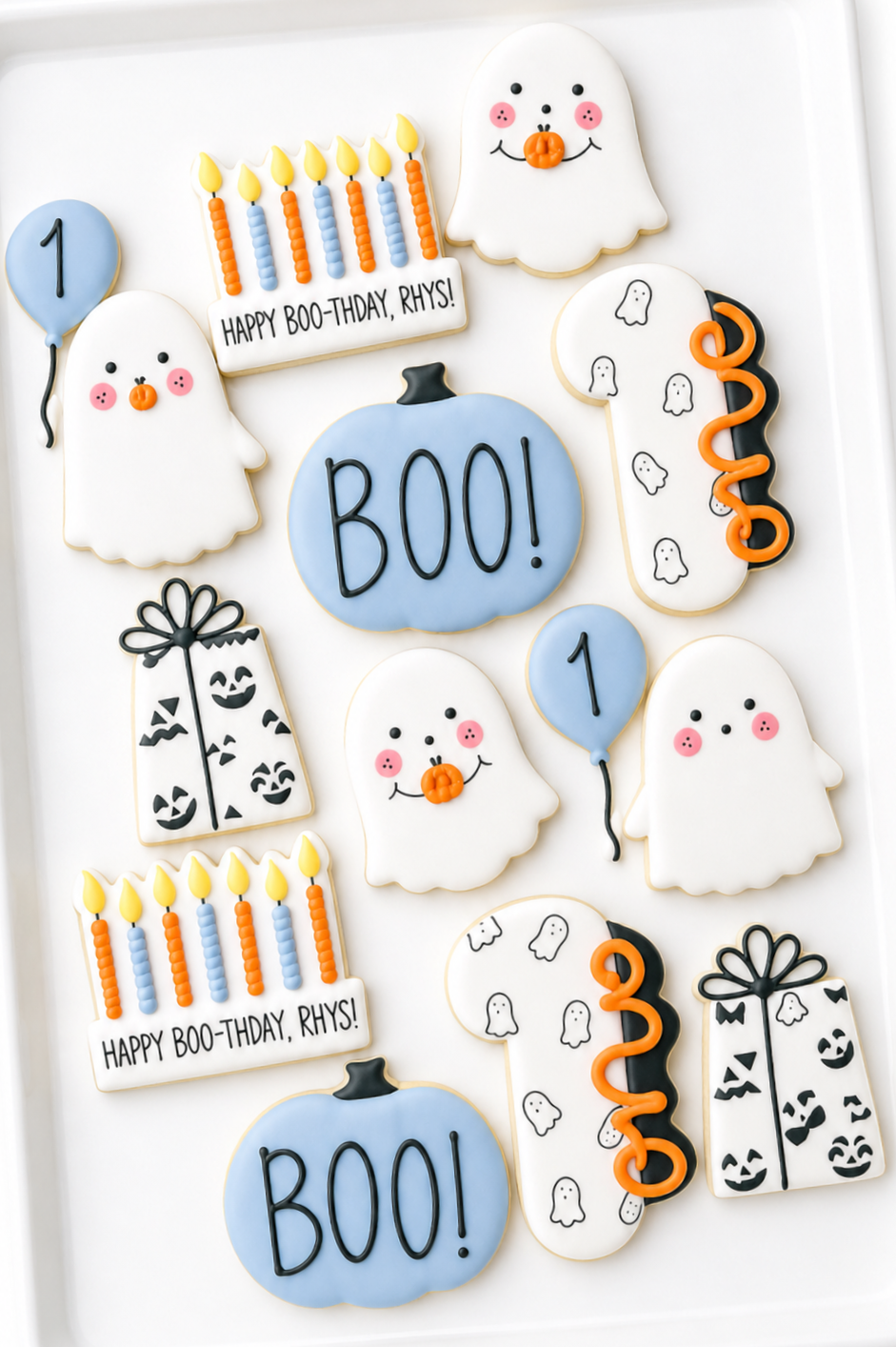 happy boo-thday, present, pumpkin with boo, ghost, first birthday halloween