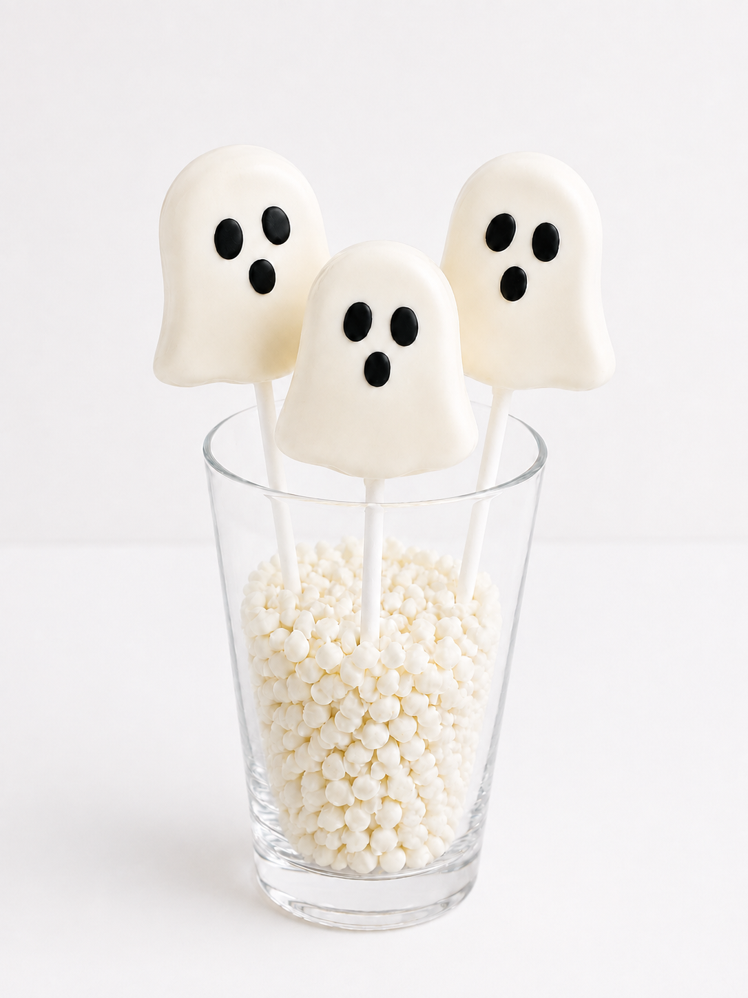 red velvet ghost cake pops