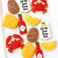 lobster, corn on the cob, lemon, potato, lobster boil, tabasco shrimp crawfish boil decorated cookies