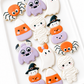 ghost with bow, pumpkin stack, candy corn, mummy, spider, monster costume, halloween party favors, cute halloween cookies