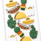 taco, sombrero, cactus, onesie, taco bout a baby, banner, let's taco about a baby shower cookies