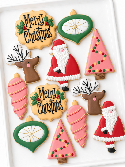 vintage christmas, santa claus, rudolph the red nosed reindeer, vintage christmas tree, ornaments decorated christmas nostalgic cookies