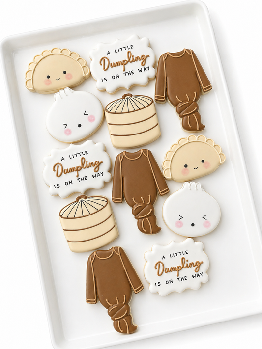Lil dumpling cookies, dumpling birthday cookies, chopsticks and dumpling birthday cookies, lil dumpling baby shower