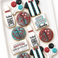 bowling ball, shirt, pin, let the good times roll, balloon bunch, happy birthday bowling cookies