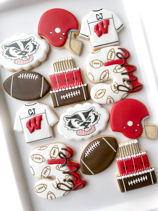 university of wisconsin bucky badgers football baksetball  birthday cookies