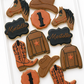 cowgirl birthday decorated cookies horse jean denim jacket cowboy boot cowboy hat