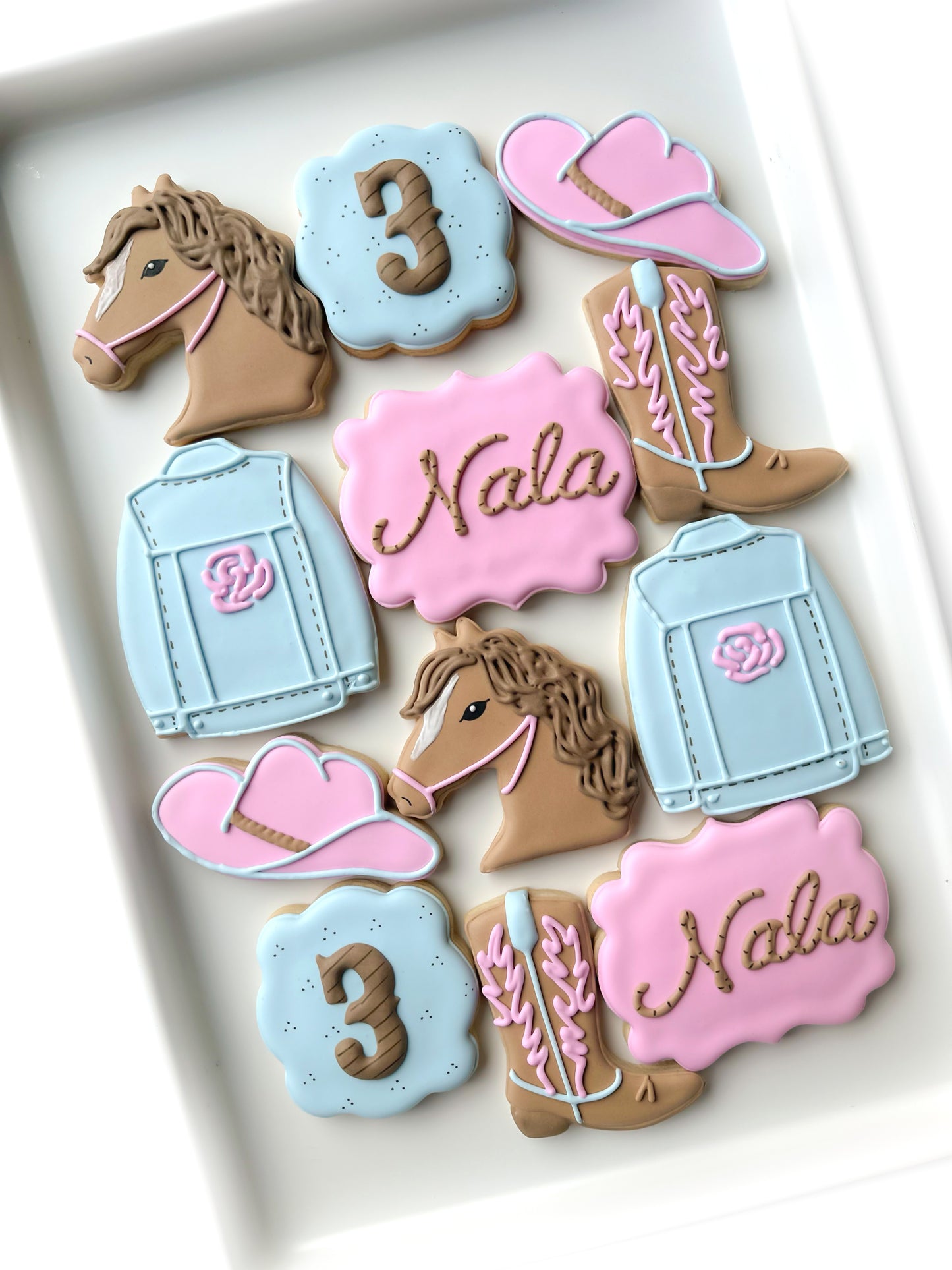 cowgirl birthday decorated cookies