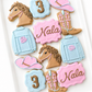 cowgirl birthday decorated cookies horse jean denim jacket cowboy boot cowboy hat