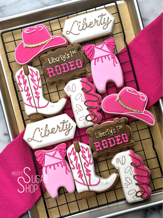 first rodeo cookies cowgirl cowboy birthday