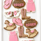cowgirl birthday decorated cookies horse jean denim jacket cowboy boot cowboy hat