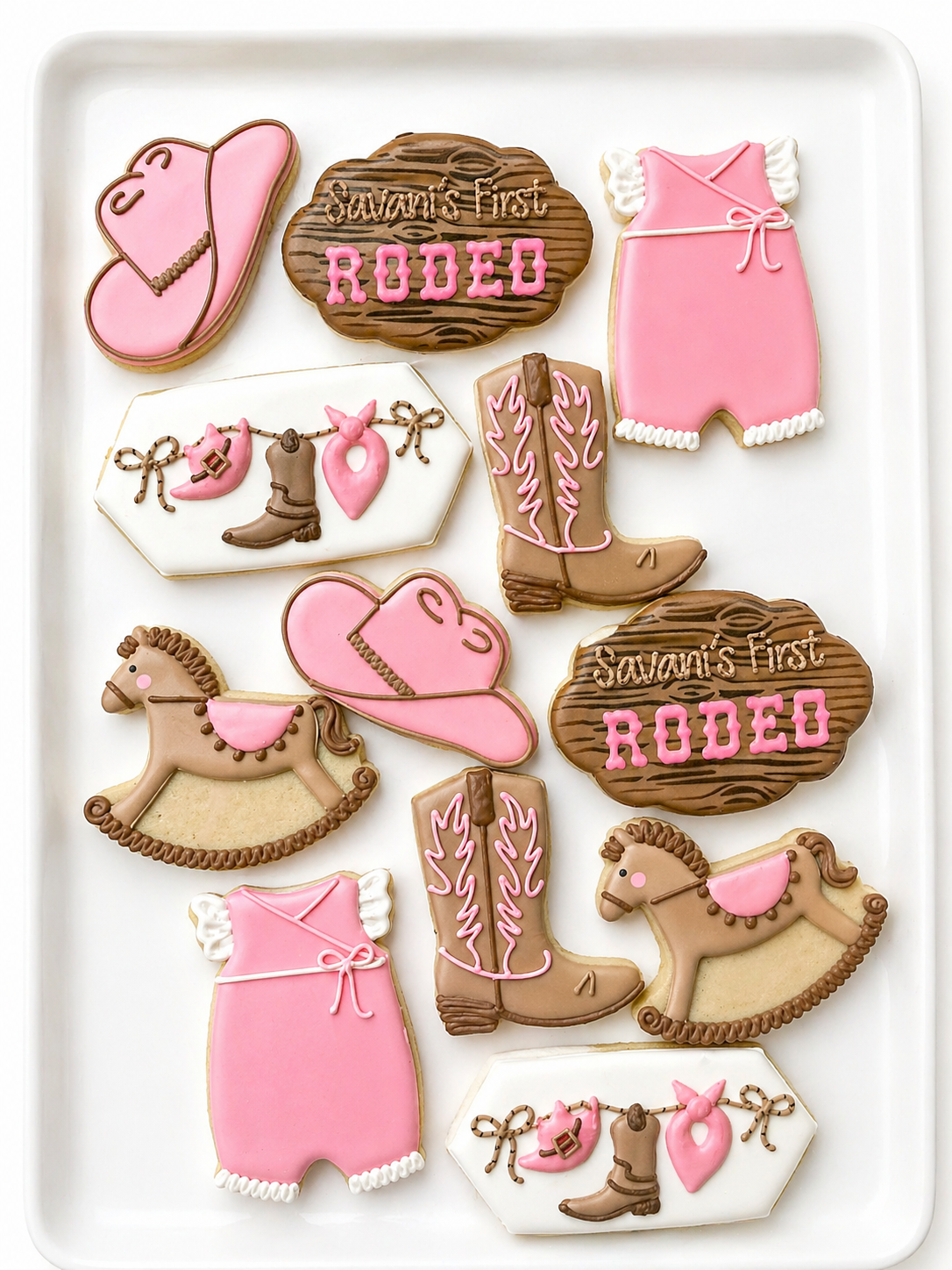 cowgirl birthday decorated cookies horse jean denim jacket cowboy boot cowboy hat