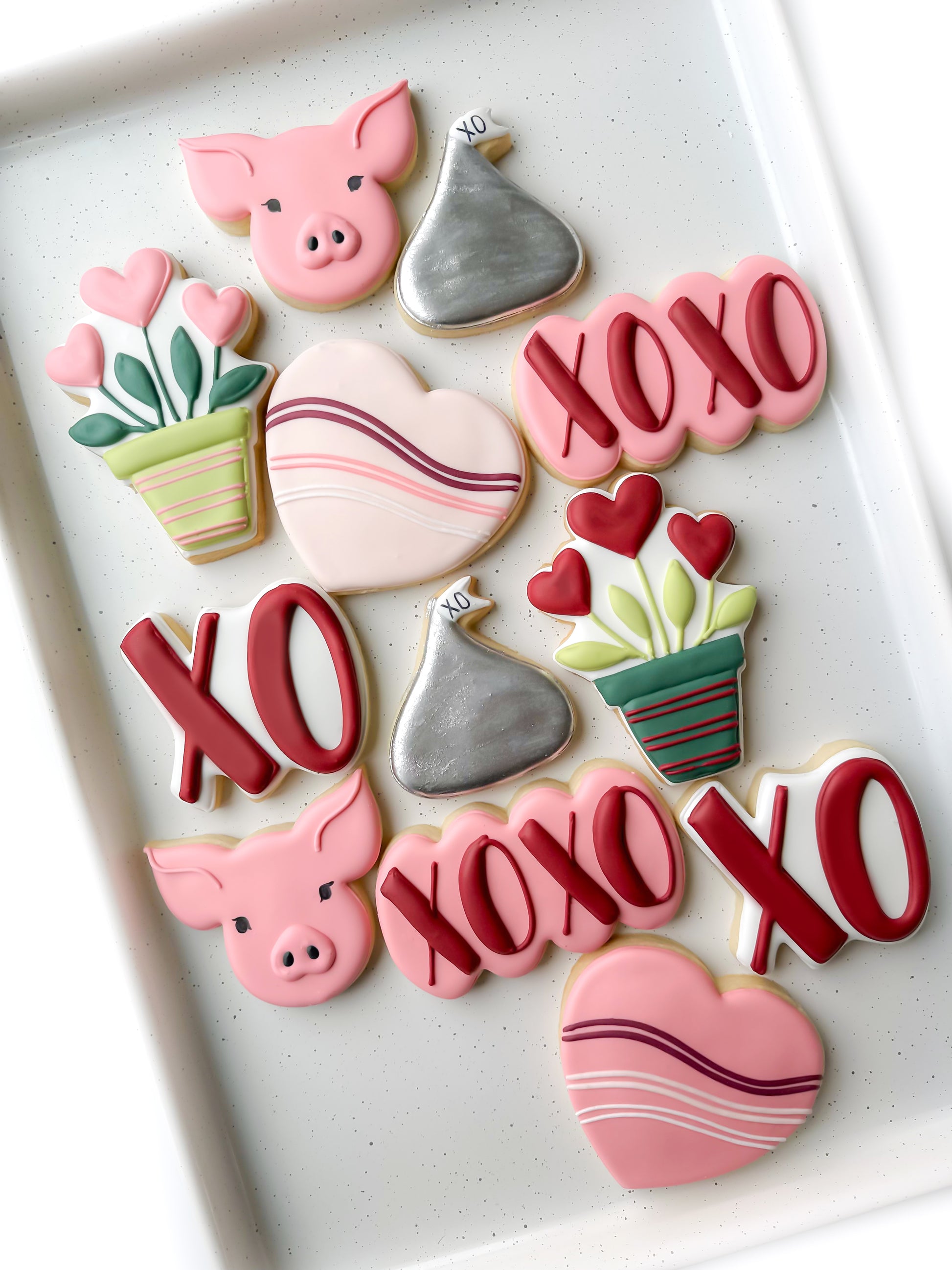 hogs and kisses valentine day custom decorated heart cookies