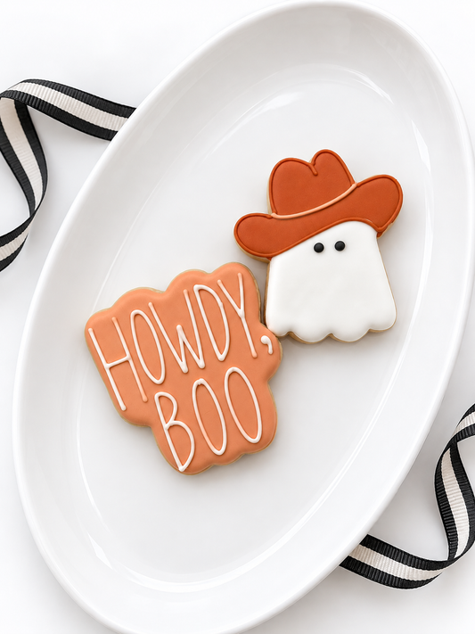 cowboy ghost howdy boo decorated halloween cookie set