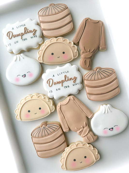Lil dumpling cookies, dumpling birthday cookies, chopsticks and dumpling birthday cookies, lil dumpling baby shower