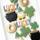 lucky and i gnome it st patricks day cookies pot of gold horseshoe four leaf clover gnome shamrock