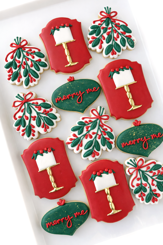 merry me, mistletoe, christmas wreath, engagement ring, ornaments, christmas cookies