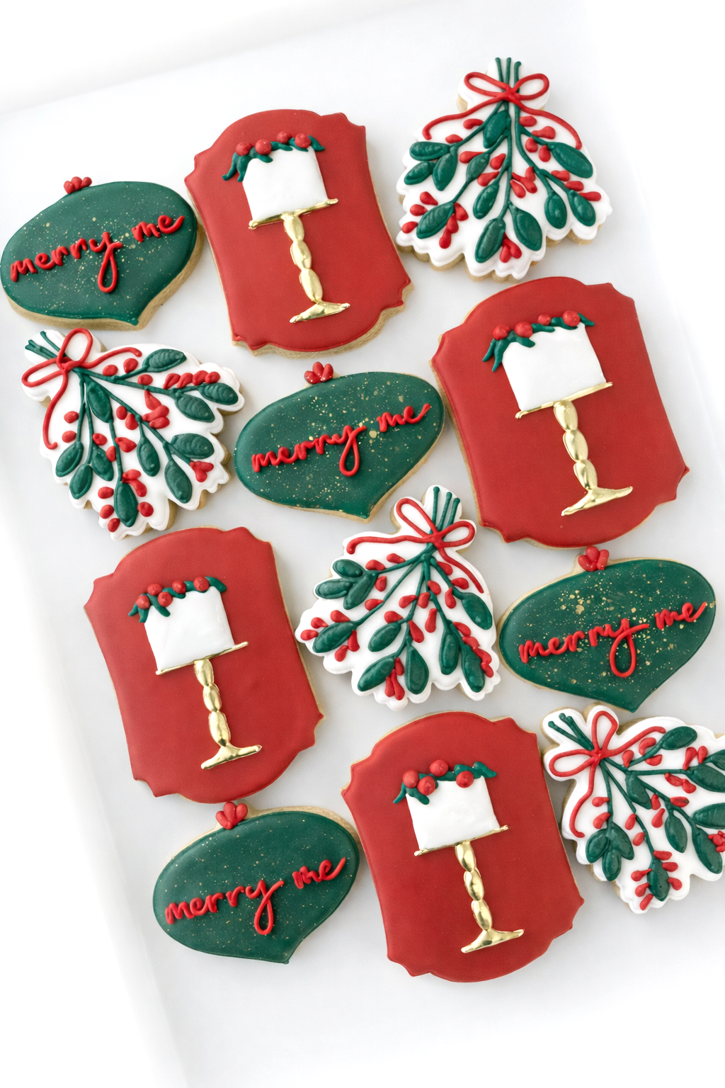 merry me, mistletoe, christmas wreath, engagement ring, ornaments, christmas cookies