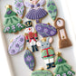 sugar plum fairy, grandfather clock, rat king, nutcracker soldier, christmas tree, rocking horse.