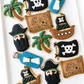 pirate ship palm tree message in a bottle birthday cookies