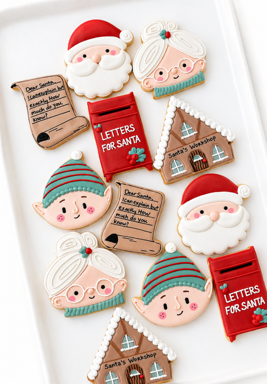 santa clause, mrs. claus, elf, dear santa letter, mailbox, santas workshop christmas cookies