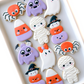 ghost with bow, pumpkin stack, candy corn, mummy, spider, monster costume, halloween party favors, cute halloween cookies
