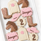 cowgirl cowboy birthday decorated cookies horse jean denim jacket cowboy boot cowboy hat