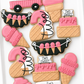 two sweet birthday, Flag banner with ice cream cone, strawberry ice cream cone, two scoops birthday cookie, soft serve ice cream cone, #2, and ice cream truck, balloon arch decorated birthday cookies