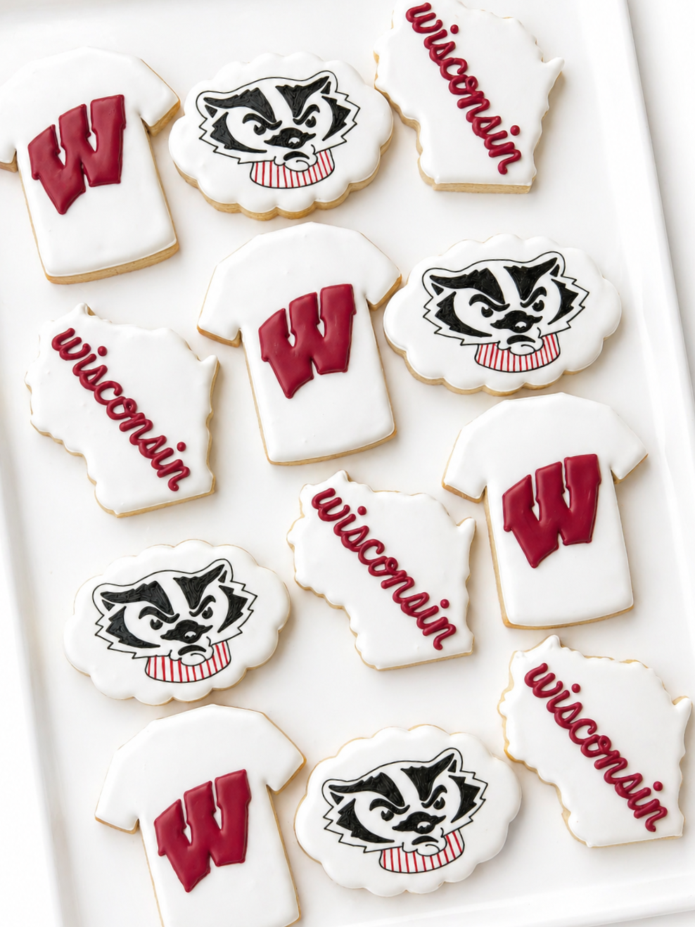 university of Wisconsin bucky badgers football basketball graduation decorated cookies