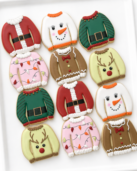 ugly sweater DECORATED WHITE ELEPHANT GIFT SECRET SANTA COOKIES christmas cookies
