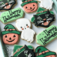 vintage halloween, ghost, owl, witch, pumpkin with witch hat, black cat with witch hat, vintage halloween cookies