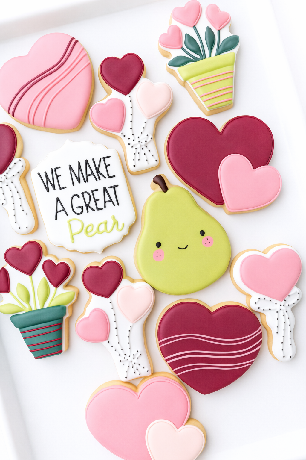 valentine day custom decorated heart cookies we make a great pear
